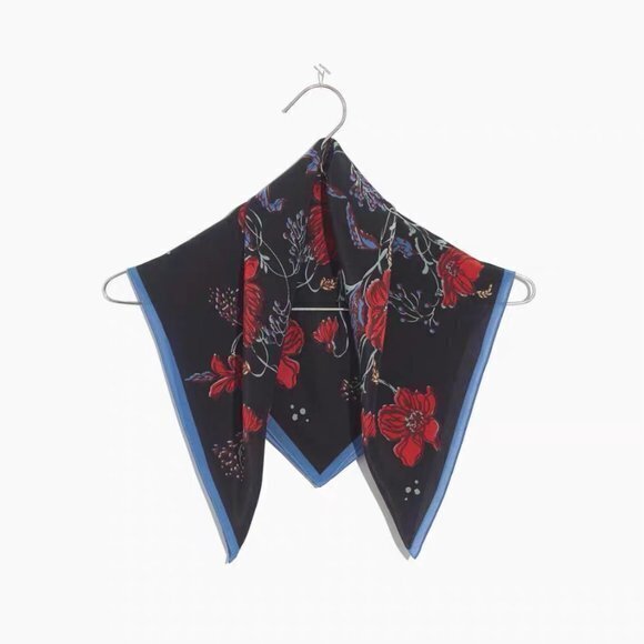 NEW! NWOT Madewell Silk Bandana Black Red - Picture 1 of 4